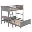 Lit simple superposé au dessus d'un lit double avec bureau-776845022