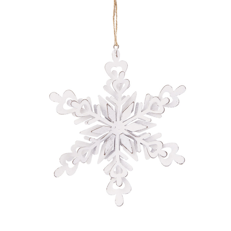 Cintre de 6,3 po x 1,8 po x 6,7 po en forme de flocon de neige en forme de boule suspendue décorative pour décorations de fêtes, lot de 6