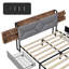 Industrial Storage Bed With 4 Drawers & Retractable Shelves, Upholstered Frame With USB Ports, European Double & King Sizes, Grey-1969913762