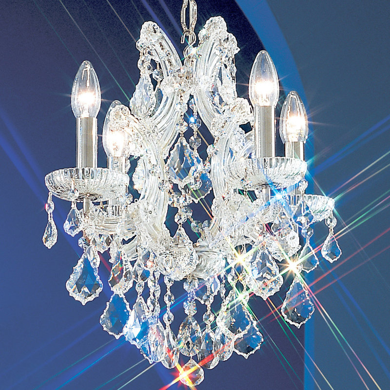 Lustre 4 lumières façon bougie Falson, Crystalique, Or Ancien Monde