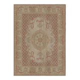 Rug & Kilim’S Aubusson Style Rug In Gold And Beige With Floral Medallion