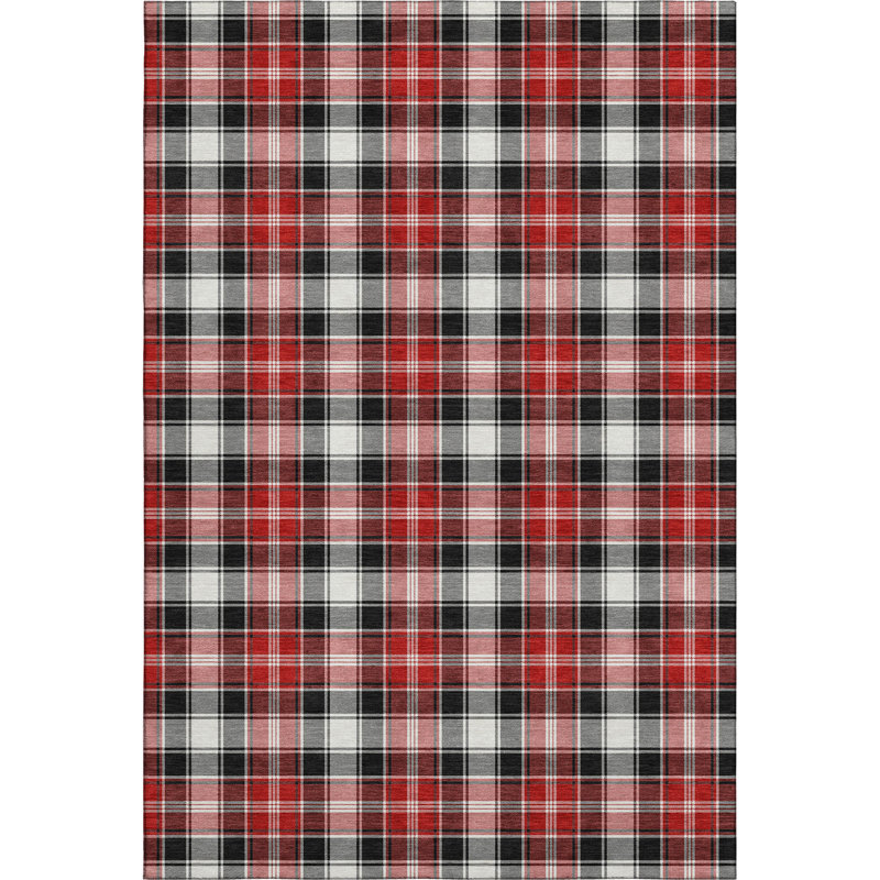 Premium Machine Washable Dockside AMF1817 Christmas Plaid Rug, Rectangle 10' x 14'