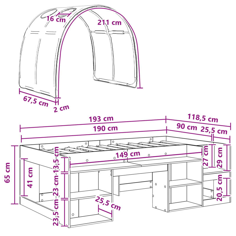 Single (3') High Sleepers, White/Red
