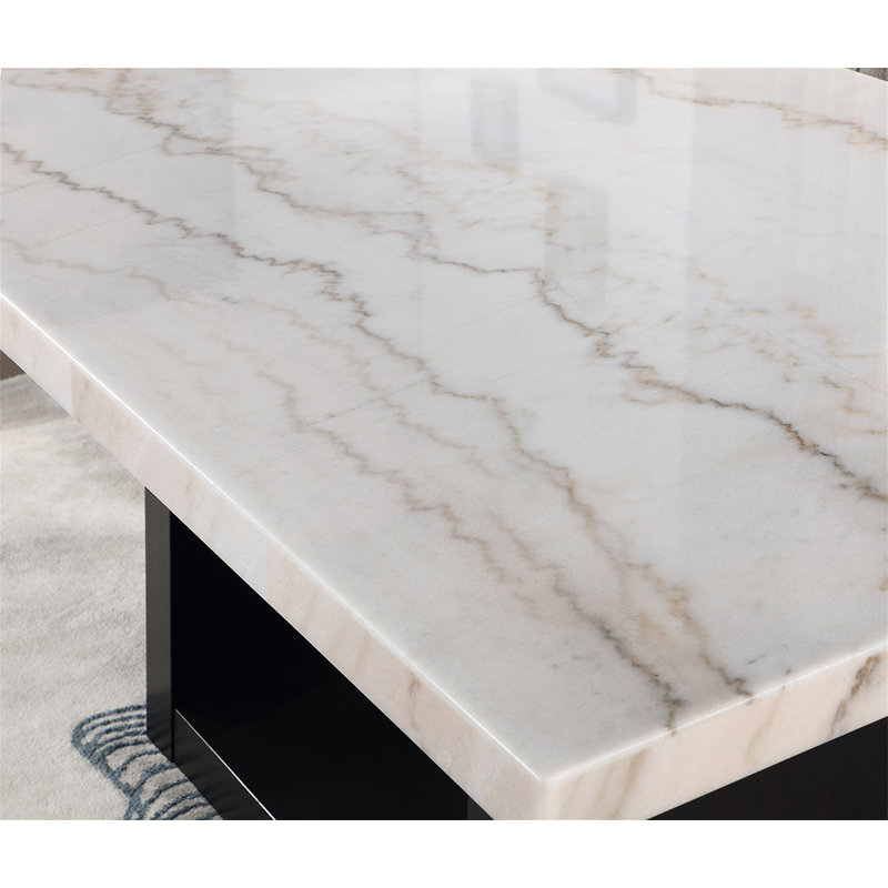 Table de salle à manger attrayante et élégante en marbre véritable blanc 1 pièce