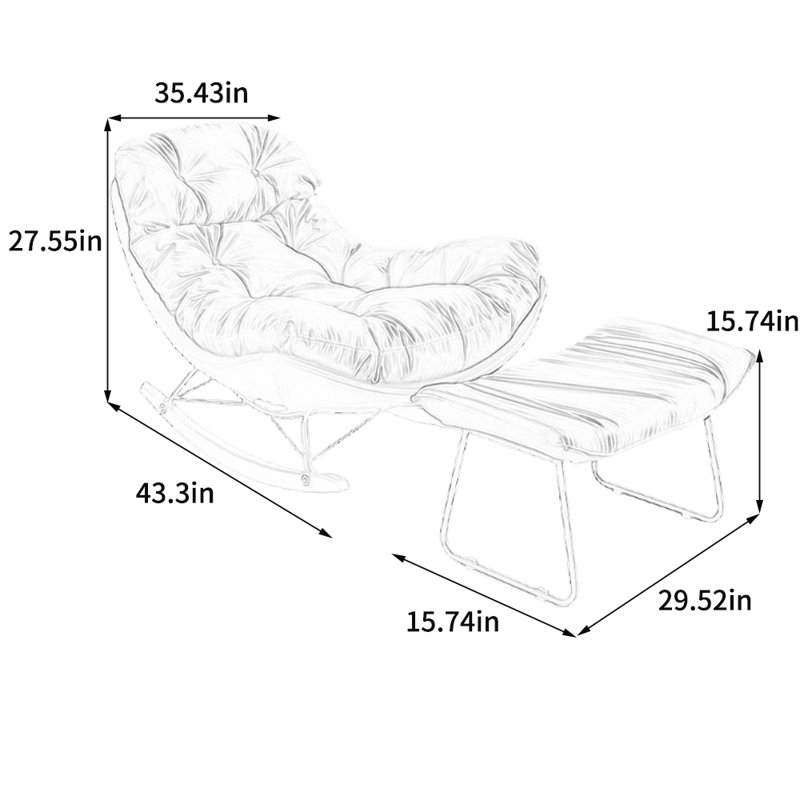 Chaise berçante ergonomique en flanelle