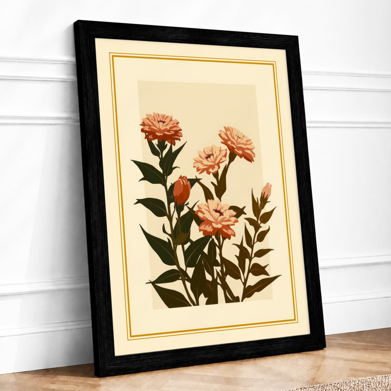 Carnation Study Botanical - Framed Print, A1 - 84.1 x 59.4 cm, Black