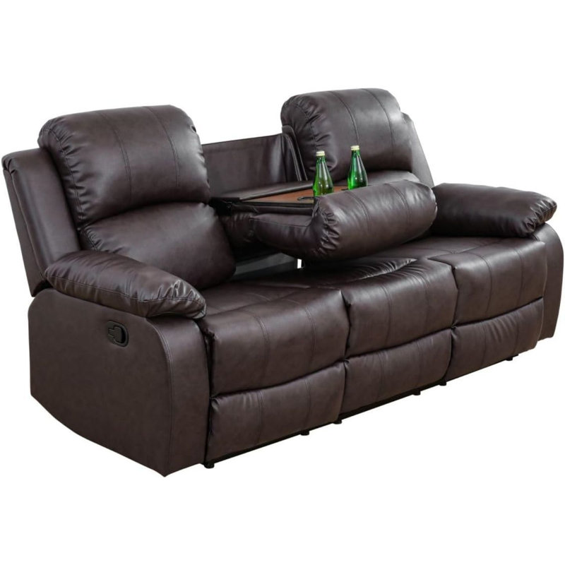 Lysi Faux Leather Recliner, Brown Faux Leather