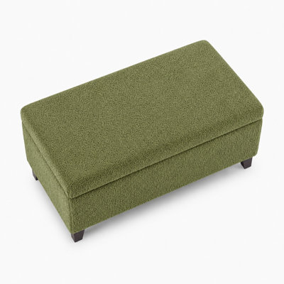 Contemporary Textured Fabric Hidden Storage Bench Ottoman with Wooden Legs for Entryway