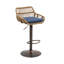 Tabourets réglables à hauteur de comptoir de 2, lin bleu avec repose-pieds pour la décoration de la maison, chaises de cuisine 2 pièces, espace rembourré