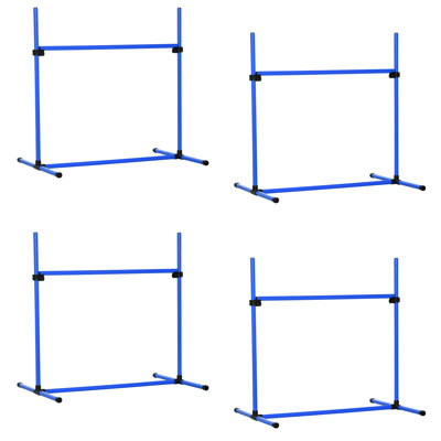 Dog Agility Training Equipment 39" L x 25.5" W x 37" H Plastic 4 Pieces Jump Bar Set White Adjustable Height Hurdles for All Dog Sizes