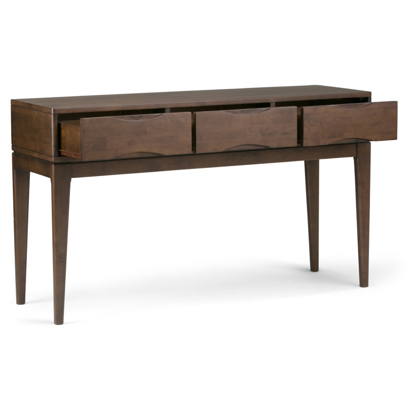 Harper Walnut Brown Solid Wood Console Table with Storage