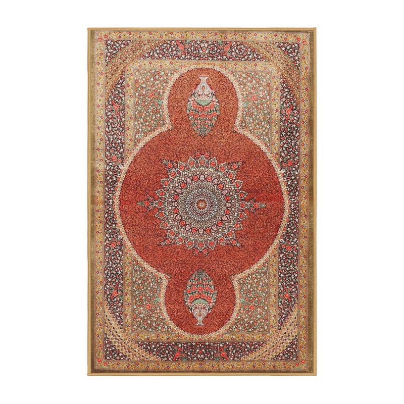 Tapis à motif oriental rouge / brun, Rectangle 5 pi x 7 pi