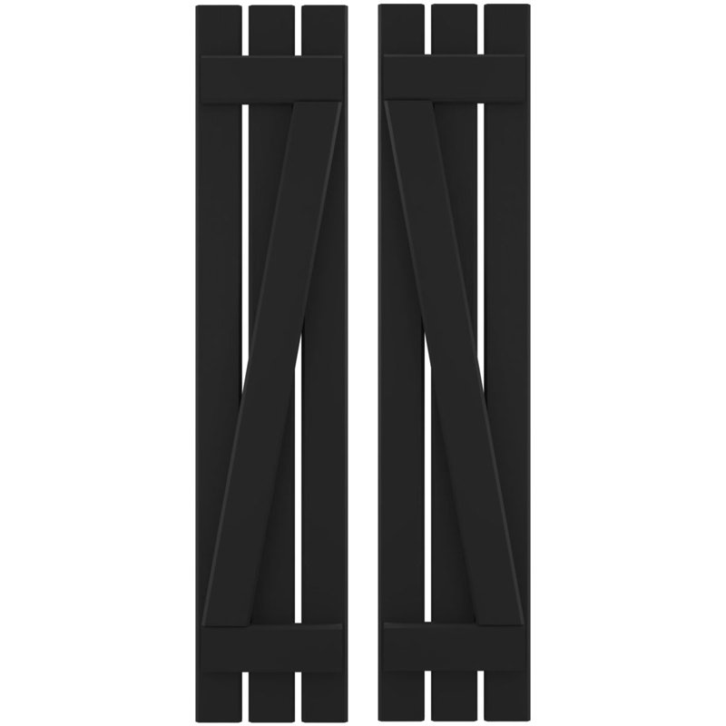 Volets de planche-n-lattes avec barre en Z (par paire) Americraft (2 lattes), Noir, 15 1/2", 66"