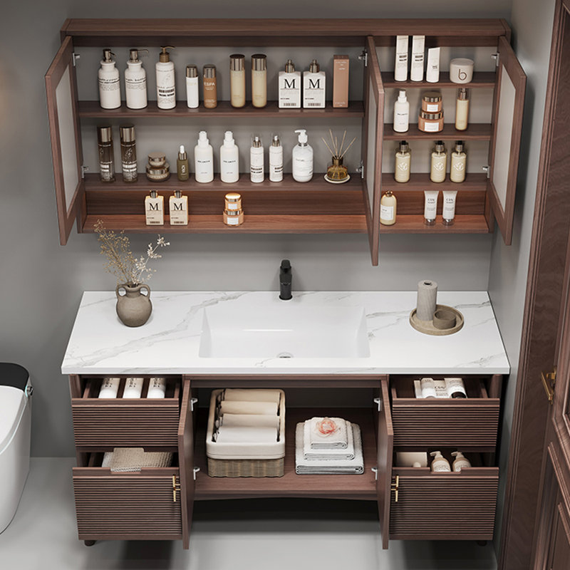 Retro simple and light luxury bathroom cabinet, 31.5" H x 59" W x 21.6" D