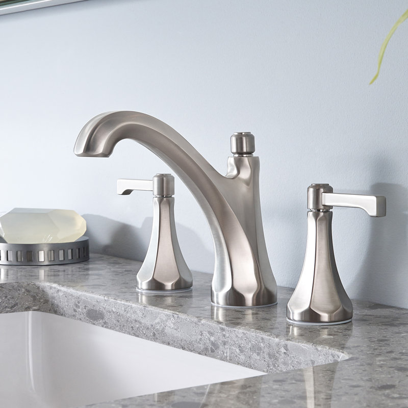 Arterra Double Handle Centerset Faucet Bathroom Faucet with Drain Assembly, Brushed Nickel