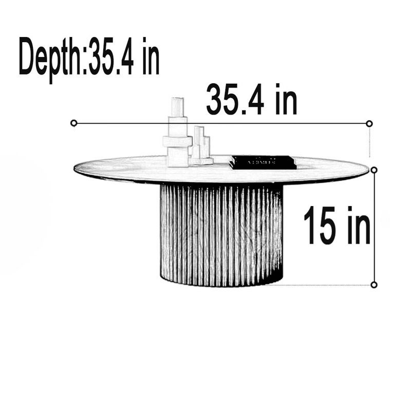Table basse Modern, Brun, H 15 po x L 35,4 po x l 35,4 po