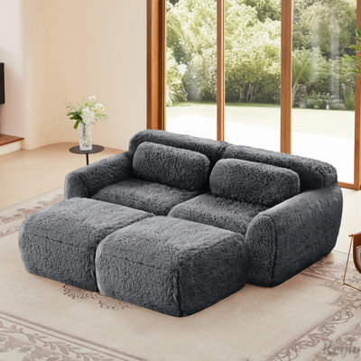 Canapé modulaire en tissu moelleux doux de 80 pouces, aucun assemblage requis, conception antidérapante inférieure, assise profonde, éponge à haute densité, chocolat