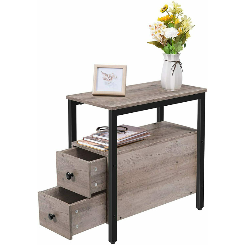 Ashippun 24'' Tall 2 - Drawer Side Table with Storage, Grey