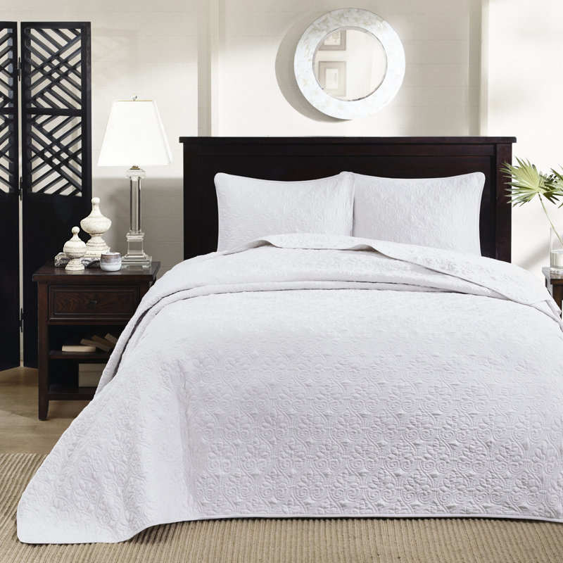 Couvre-lit réversible - blanc, intérieur en coton confortable, design attrayant, s'adapte bien aux matelas, confort prélavé facile à nettoyer, motif ajoutant du style, facilement lavable