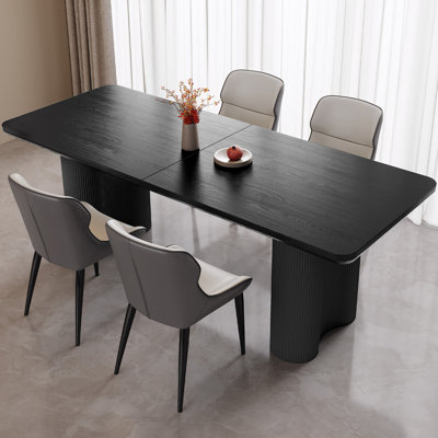 Modern Rectangular Black Dining Table Set For Kitchen, Bar, Living Room by Ivy Bronx