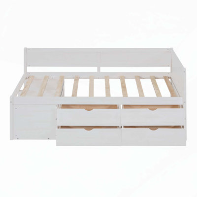 Lit de jour simple polyvalent avec tiroirs et tablettes pour optimiser l'espace