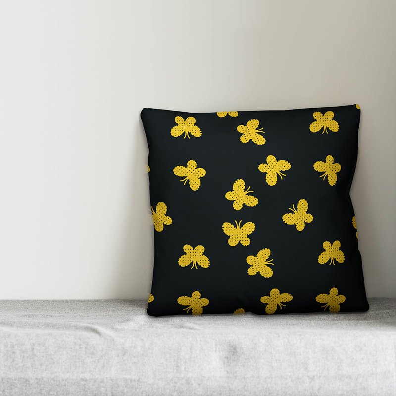 Housse de coussin Butterfly, 16 po x 1 po, Jaune
