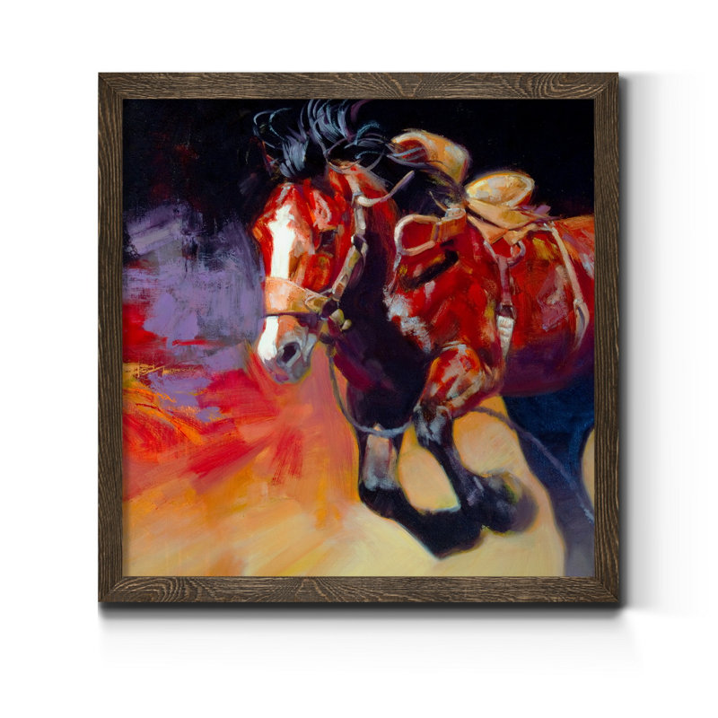 Driving Horses II-impression sur toile, H 21 po x l 21 po x P 1 po, Cadre noyer