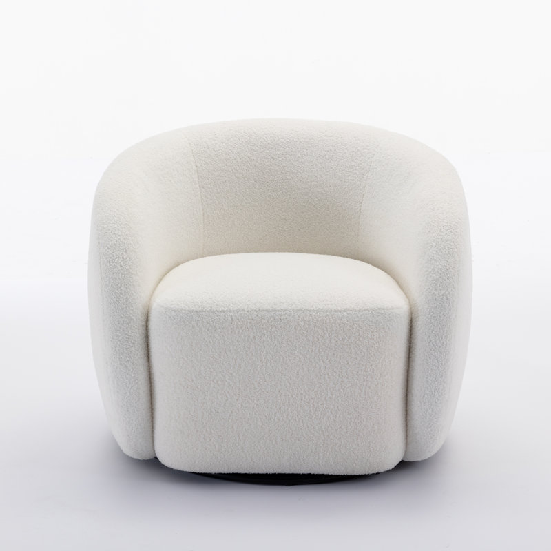 Upholstered Swivel Armchair, White