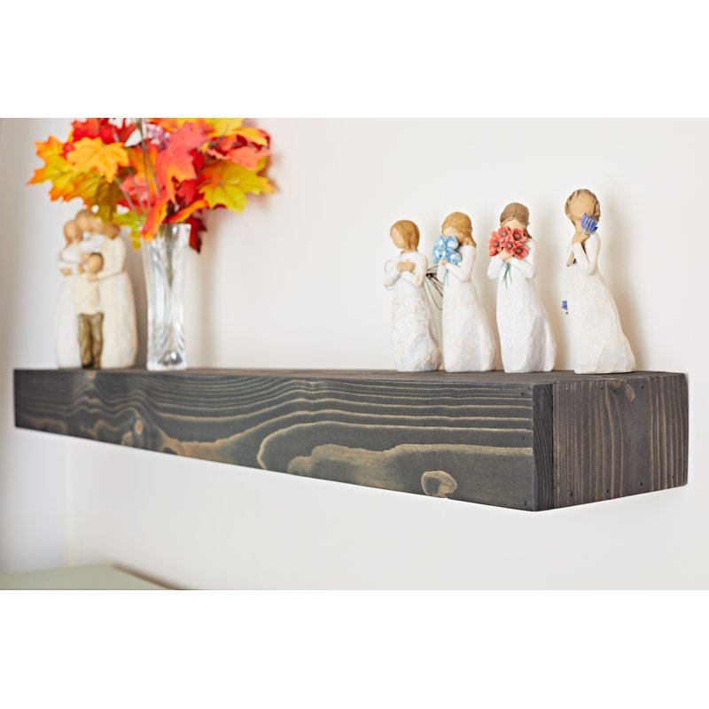 Iulger Floating Shelf with Reclaimed Wood, 7.5cm H x 56cm W x 14.5cm D, Ebony Black