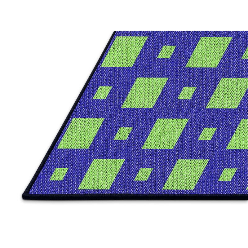 Tapis bleu/vert à motifs, Rectangle 5 pi x 7 pi