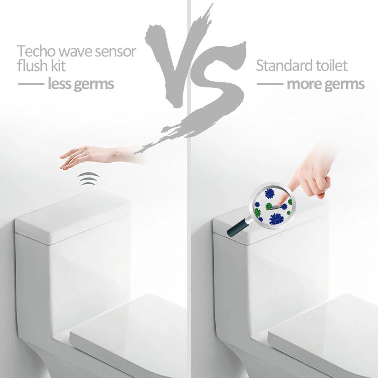 Touchless Toilet Flush Kit with 19” Sensor Range, Adjustable Automatic  Motion Sensor Toilet Flush Kit Powered by Batteries