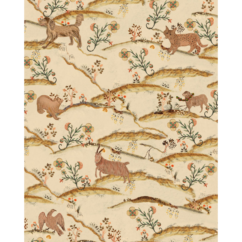 Transylvanian Roots Abstract Wallpaper Roll, Green/Orange/Taupe