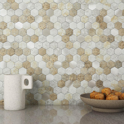 Green Hexagon 3D PU Peel And Stick Wall Tile | Kitchen Backsplash Tiles | Self Adhesive Tiles For Home Décor From Mosaicowall - Style 84