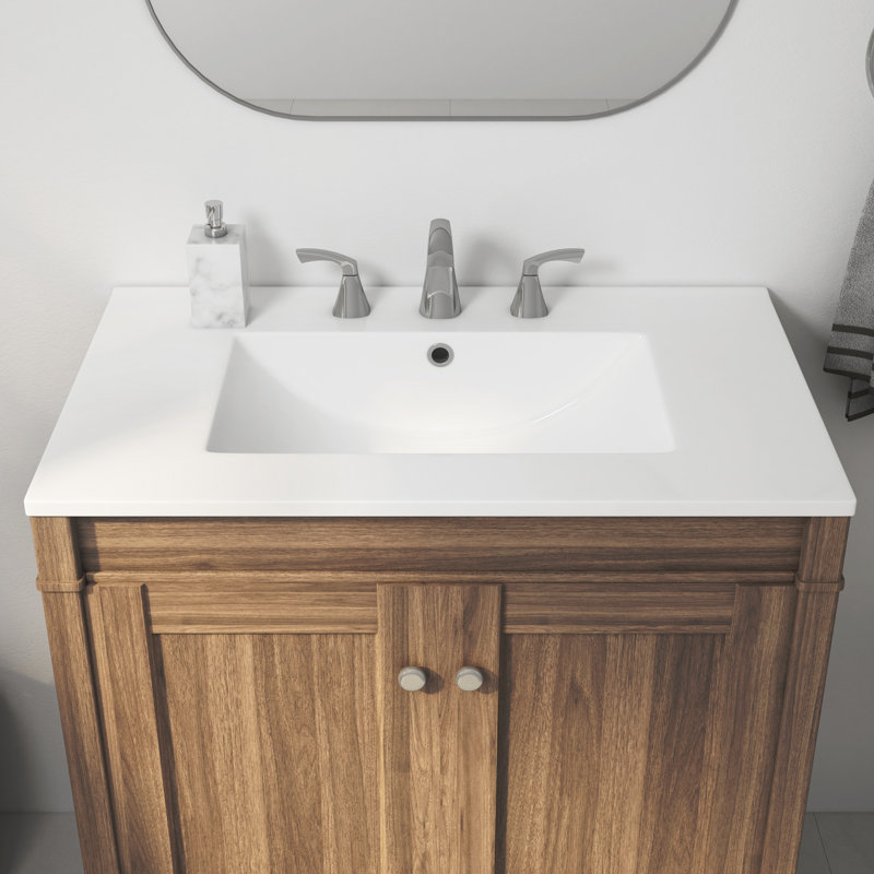  Évier de meuble-lavabo simple en porcelaine vitrifiée l 30 po x P 18,25 po Tucson (lavabo seulement, sans meuble-lavabo)
