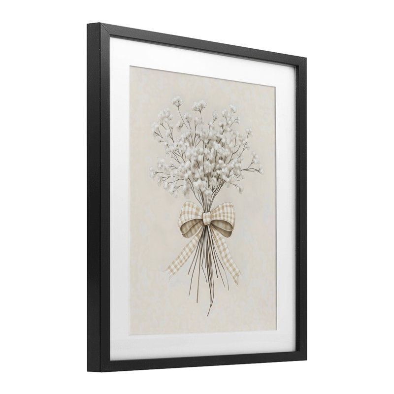 «Farmhouse Baby's Breath», reproduction d'art sous verre encadrée par Arlington Prints, H 16 po x l 13 po, Cadre noir minuit