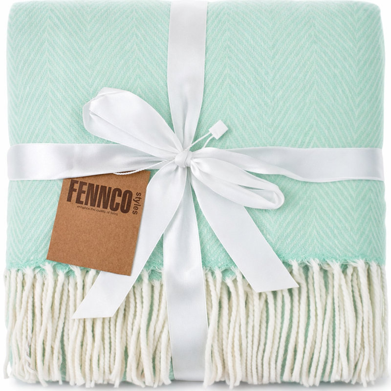Jeté à franges Aqua, Turquoise