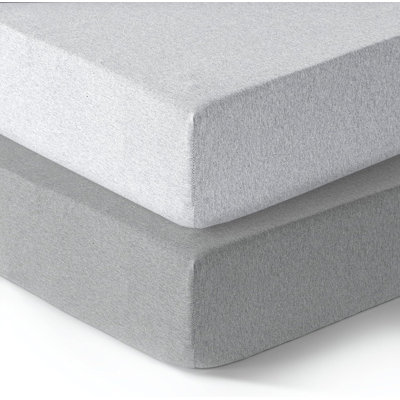 2 Pack Mini Crib Sheets for Boys & Girls, 100% Cotton Jersey Crib Sheets, Pack and Play Sheets, 24 x 38" Fitted Mini Crib Sheets | Grey & Silver Grey