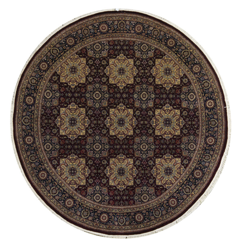 Tapis brun foncé de haute qualité noué à la main