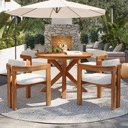 5-Piece Outdoor Round Dining Set with Table and Barrel Chairs