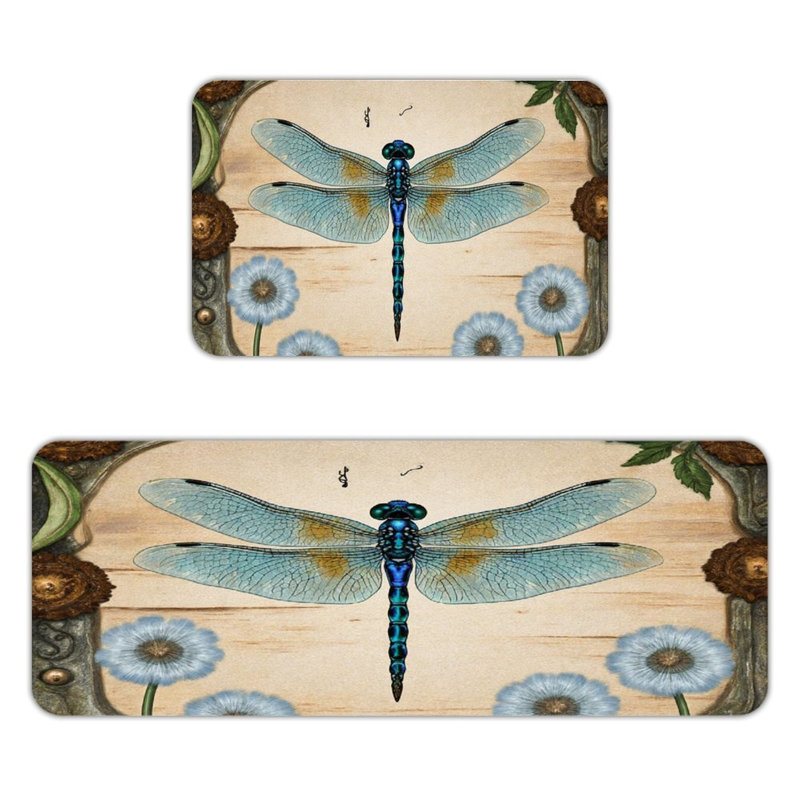 Blue Dragonfly Dandelion, Kitchen Mats 2 Count
