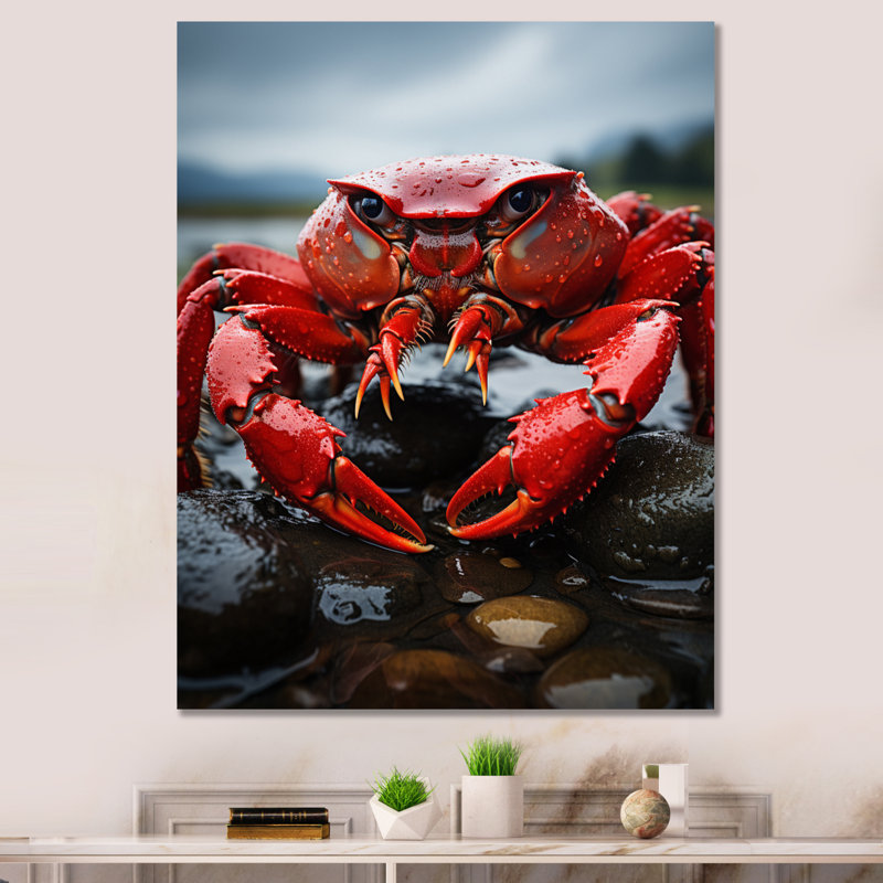 Yoonus " Vibrant Crayfish Portrait ", 32" H x 16" W, Wrapped Canvas