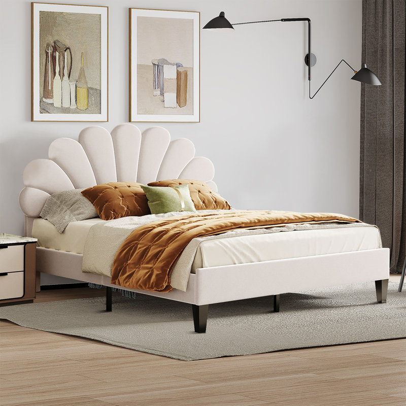 Prehaan Upholstered Platform Bed, Queen, Beige