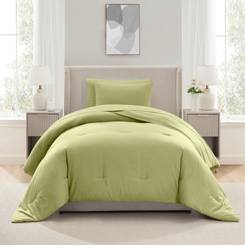 Soft Microfiber 5 Piece Comforter Set with Sheets, Twin Comforter + 4 Additional Pieces, Olive Green