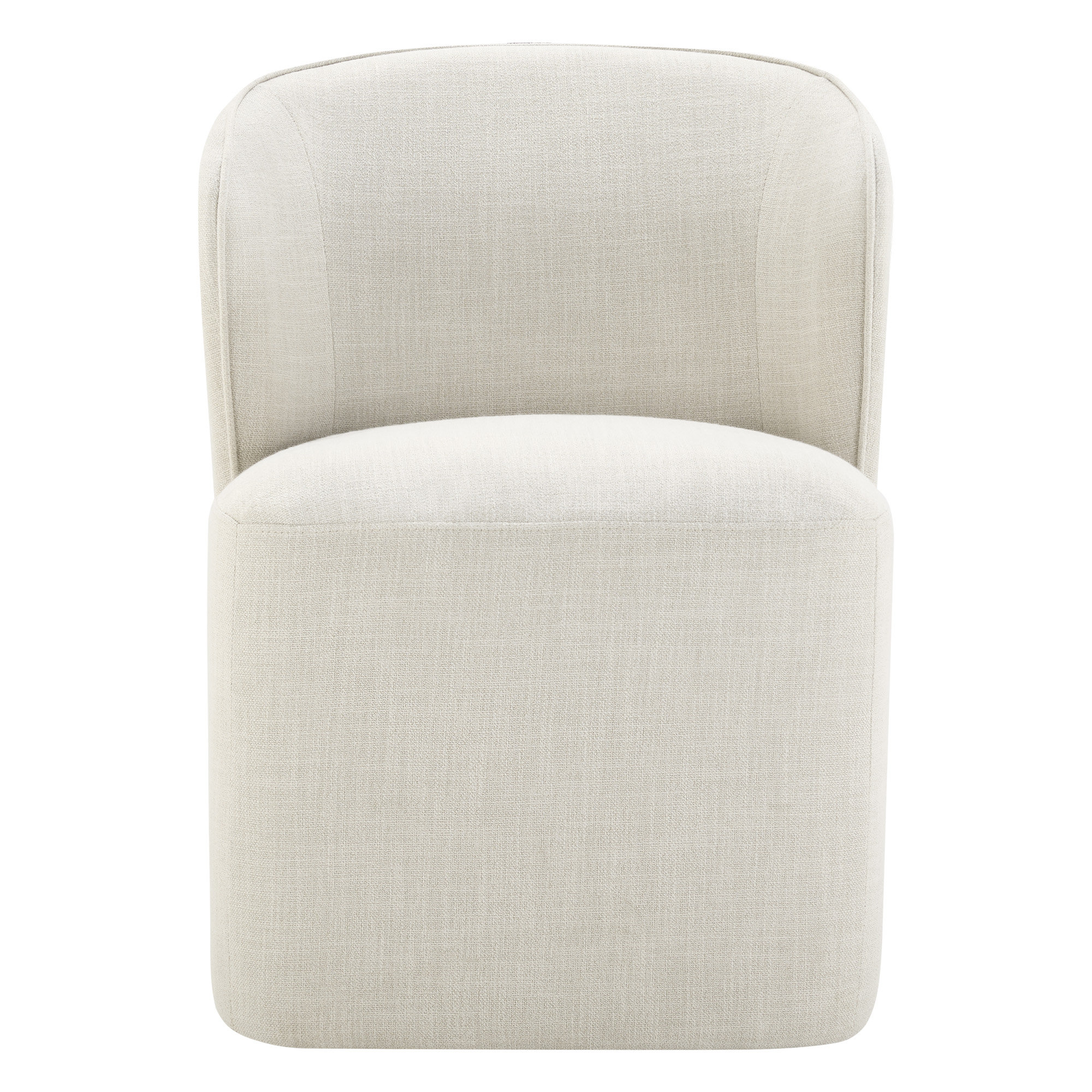 Niha Upholstered Dining Chair with Casters, Effie Linen Performance Linen