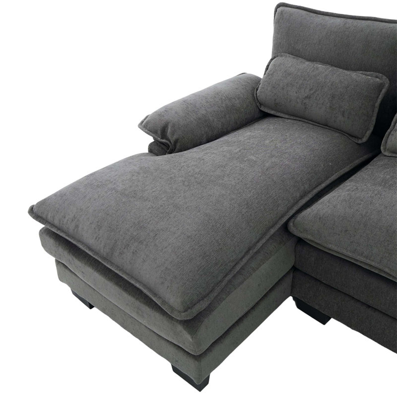 Comfy U Shaped Cloud Couch with Double Chaise, Modular Sofa Sleeper for Living Room, Featuring Memory Foam and Storage, Grey