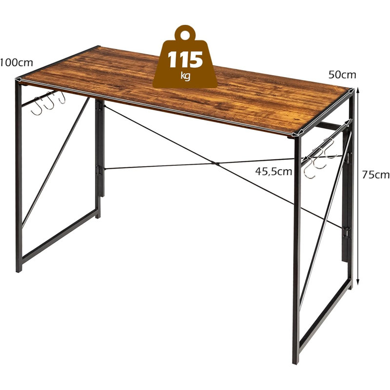 Abdisalan Rectangle 100cm L Training Table, Rustic Brown