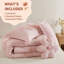 Ensemble d'édredon en chenille touffeté à motif floral rose, ensemble de literie pour lit double / grand réversible 4 pièces avec coussin décoratif floral, antimicrobien