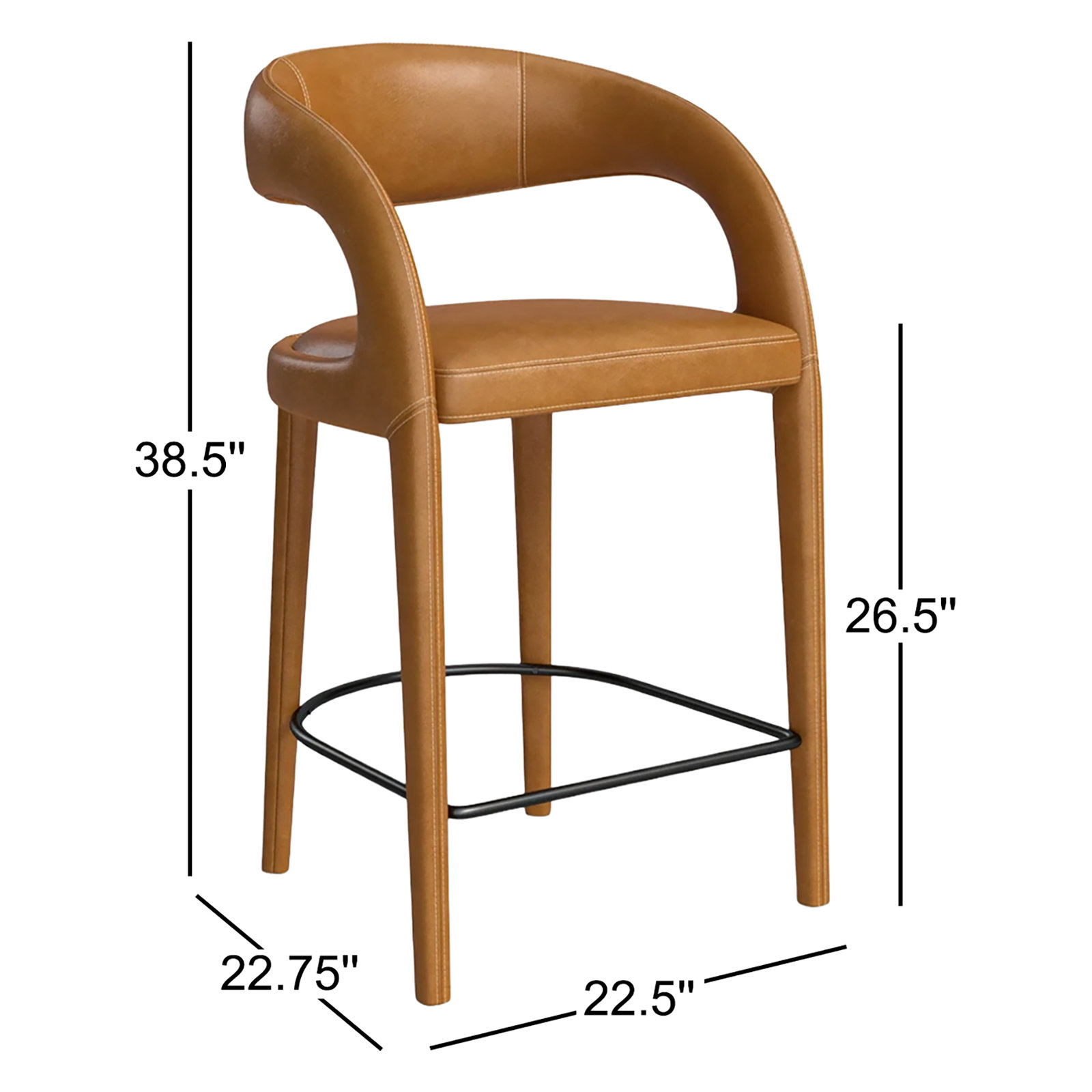 Geoffrey Bar and Counter Stool, Sonoma Butterscotch/Top Grain Leather, Counter Stool (26.57" Seat Height)