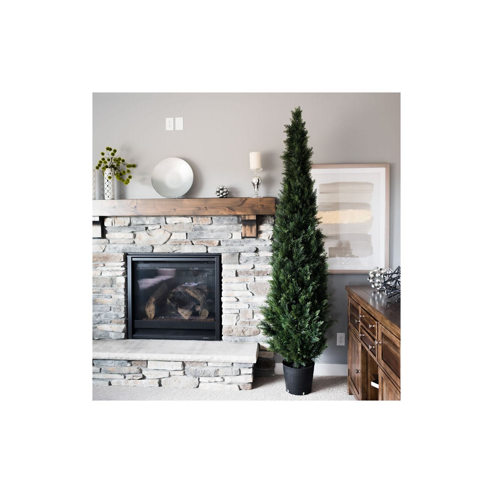 Yarbro Faux Foliage Topiary in Pot, 84" H x 13" W x 13" D