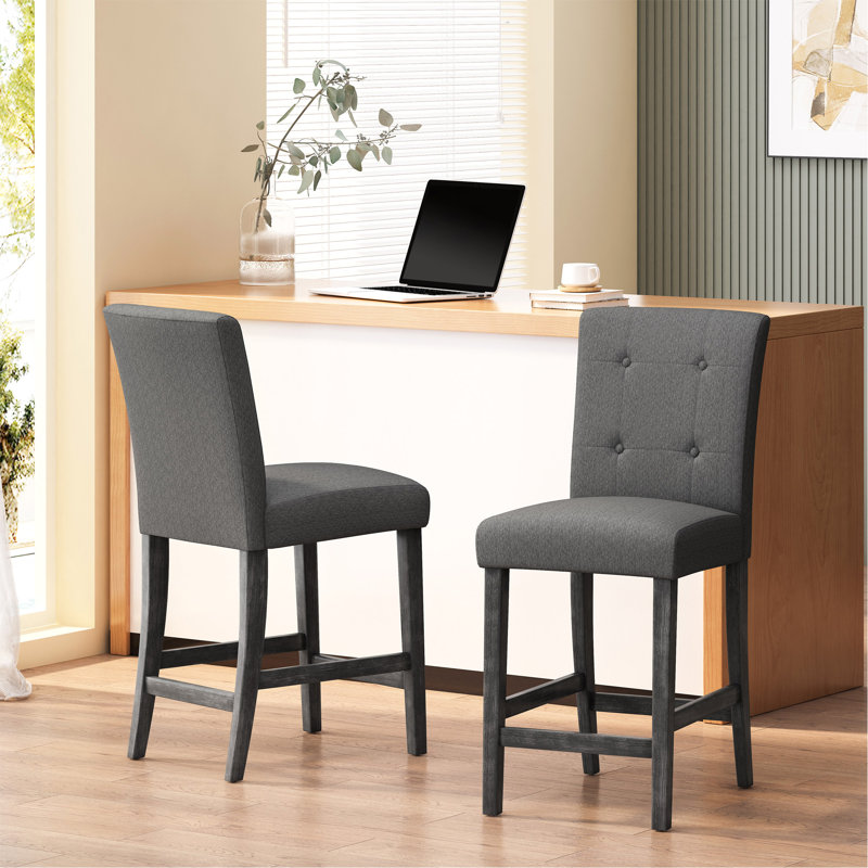 Ajeem Upholstered Counter Stool, Charcoal/Gray Frame